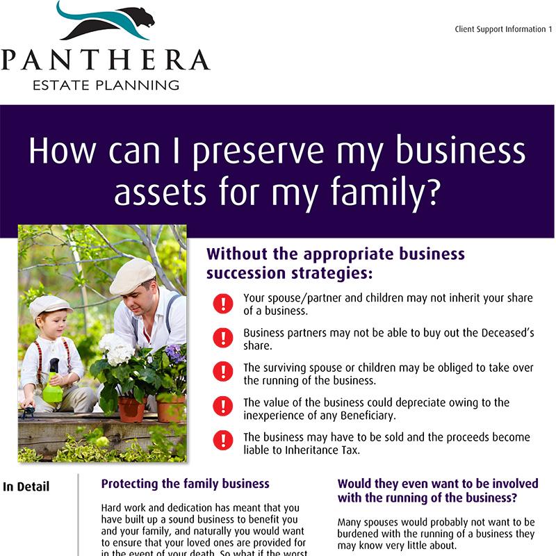 How can I preserve my business assets for my family?