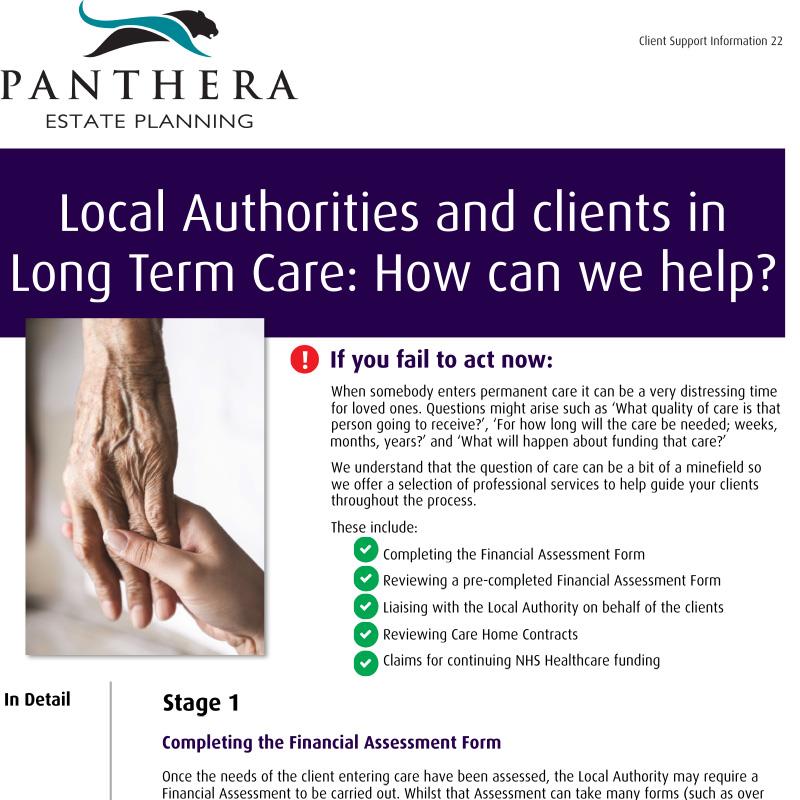 Local Authorities and clients in Long Term Care: How can we help?
